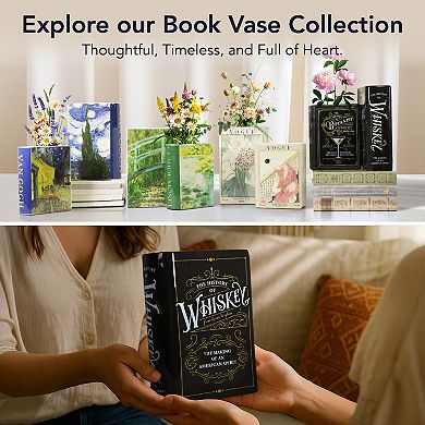 American Art Décor 2-pc. Whiskey & Botanist Ceramic Book Vase Table Decor Set