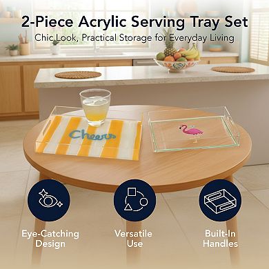 American Art Décor 2-pc. Cheers & Flamingo Acrylic Serving Tray Set