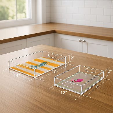 American Art Décor 2-pc. Cheers & Flamingo Acrylic Serving Tray Set