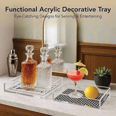 American Art Décor 2-pc. Cocktail Guide & Retro Acrylic Serving Tray Set with Handles
