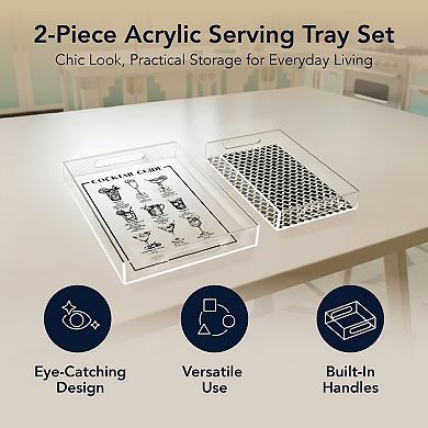 American Art Décor 2-pc. Cocktail Guide & Retro Acrylic Serving Tray Set with Handles