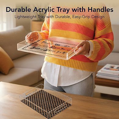 American Art Décor 2-pc. Cocktail Guide & Retro Acrylic Serving Tray Set with Handles
