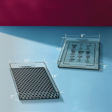 American Art Décor 2-pc. Cocktail Guide & Retro Acrylic Serving Tray Set with Handles