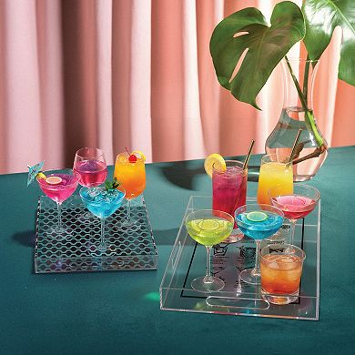 American Art Décor 2-pc. Cocktail Guide & Retro Acrylic Serving Tray Set with Handles