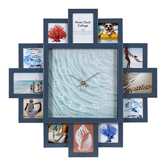 American Art Décor 20-Inch Quartz Photo Collage Wall Clock