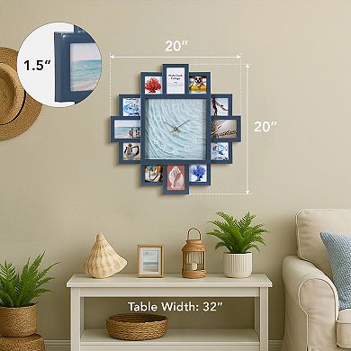 American Art Décor 20-Inch Quartz Photo Collage Wall Clock