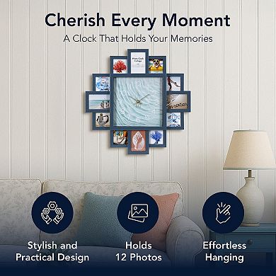 American Art Décor 20-Inch Quartz Photo Collage Wall Clock