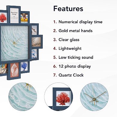 American Art Décor 20-Inch Quartz Photo Collage Wall Clock