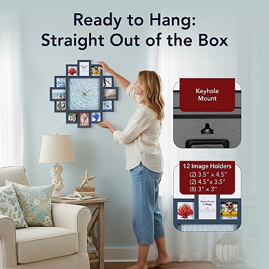 American Art Décor 20-Inch Quartz Photo Collage Wall Clock