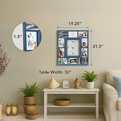 American Art Décor 21-Inch with 10 Photo Display Photo Collage Wall Clock