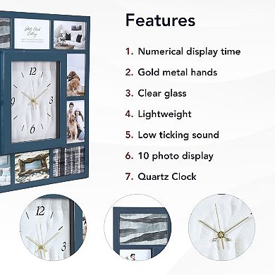American Art Décor 21-Inch with 10 Photo Display Photo Collage Wall Clock