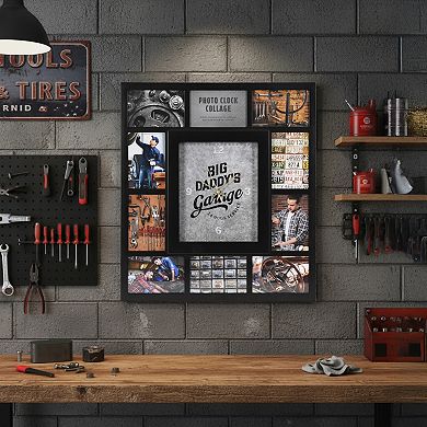 American Art Décor Photo Collage Big Daddy's Garage Wall Clock 21-Inch