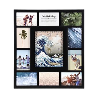American Art Décor "The Great Wave" 21-Inch Photo Collage Wall Clock