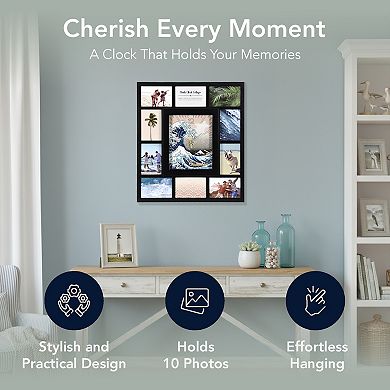 American Art Décor "The Great Wave" 21-Inch Photo Collage Wall Clock