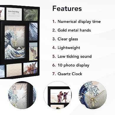 American Art Décor "The Great Wave" 21-Inch Photo Collage Wall Clock