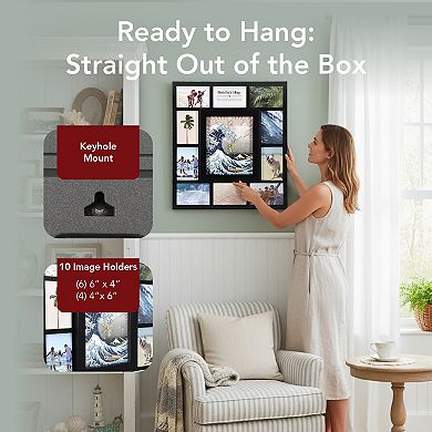 American Art Décor "The Great Wave" 21-Inch Photo Collage Wall Clock