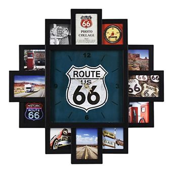 American Art Décor Photo Collage US Route 66 Wall Clock 20-Inch