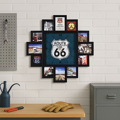 American Art Décor Photo Collage US Route 66 Wall Clock 20-Inch