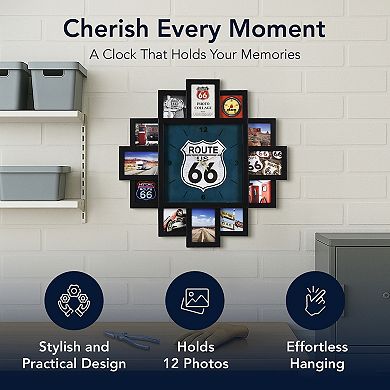 American Art Décor Photo Collage US Route 66 Wall Clock 20-Inch