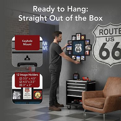 American Art Décor Photo Collage US Route 66 Wall Clock 20-Inch