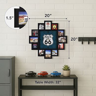 American Art Décor Photo Collage US Route 66 Wall Clock 20-Inch