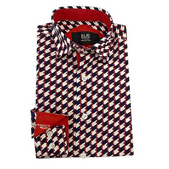 Elie Balleh Boys Slim Fit Geometric Shirt
