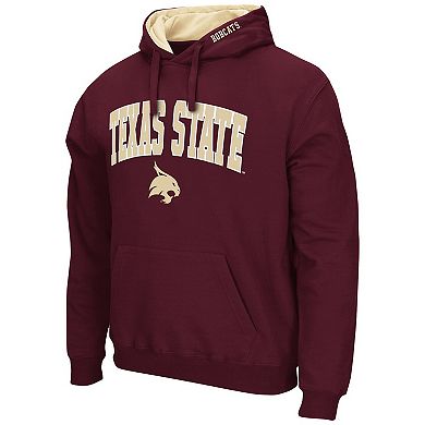 Men's Colosseum Maroon Texas State Bobcats Arch and Logo Pullover Hoodie