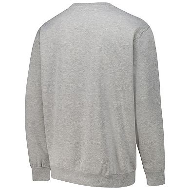 Men's Colosseum Heathered Gray Brown Bears Arch & Logo Tackle Twill Pullover Sweatshirt