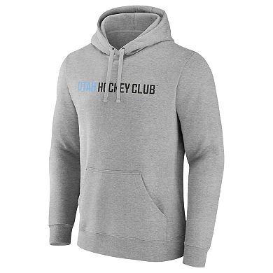 Men's Fanatics Heather Gray Utah Mammoth Wordmark Logo Fleece Pullover Hoodie