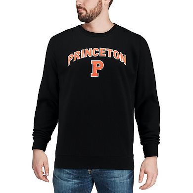 Men's Colosseum Black Princeton Tigers Arch & Logo Crew Neck Sweatshirt