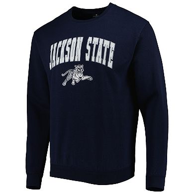 Men's Colosseum Navy Jackson State Tigers Arch Over Logo Pullover Sweatshirt