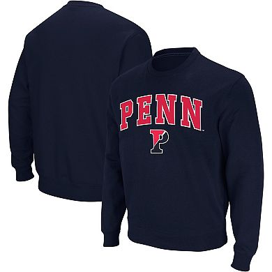 Men's Colosseum Navy Pennsylvania Quakers Arch & Logo Crew Neck Sweatshirt