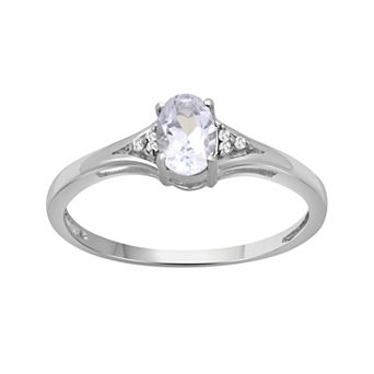 Jewelexcess Sterling Silver Oval Gemstone & Diamond Accent Fashion Ring