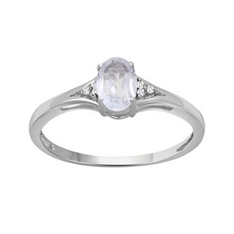 Jewelexcess Sterling Silver Oval Gemstone & Diamond Accent Fashion Ring