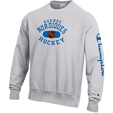 Men's Champion Heathered Gray Quebec Nordiques Reverse Weave Pullover Sweatshirt