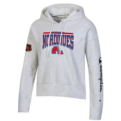 Women's Champion Heathered Gray Quebec Nordiques Reverse Weave Pullover Hoodie