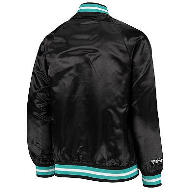 Youth Mitchell & Ness Black Vancouver Grizzlies Hardwood Classics Satin Raglan Full-Snap Jacket