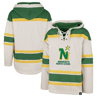 Men's '47 Oatmeal Minnesota North Stars Heritage Rockaway Lace-Up Pullover Hoodie
