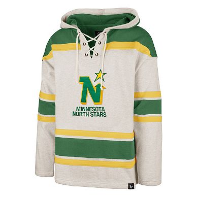 Men's '47 Oatmeal Minnesota North Stars Heritage Rockaway Lace-Up Pullover Hoodie
