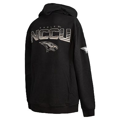 Men's FISLL Black North Carolina Central Eagles Puff Print Sliced Pullover Hoodie