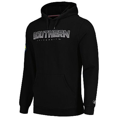 Men's FISLL Black Southern University Jaguars Puff Print Sliced Pullover Hoodie