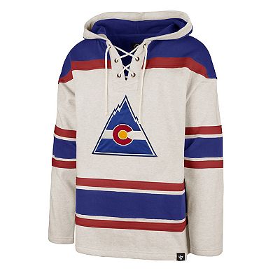 Men's '47 Oatmeal CO Rockies Heritage Rockaway Lace-Up Pullover Hoodie