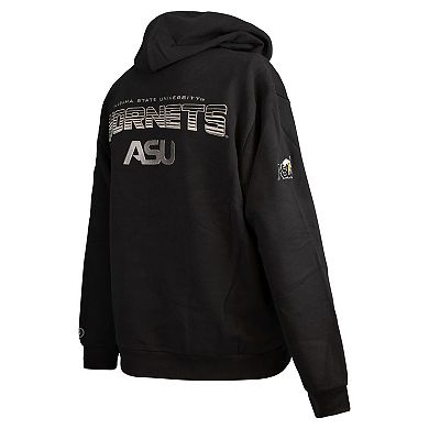Men's FISLL Black Alabama State Hornets Puff Print Sliced Pullover Hoodie