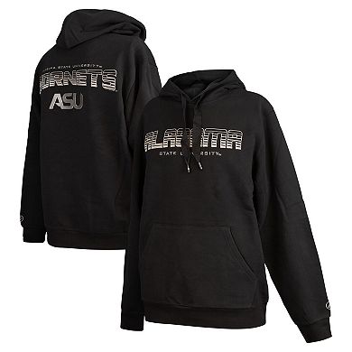Men's FISLL Black Alabama State Hornets Puff Print Sliced Pullover Hoodie