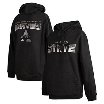 Men's FISLL Black Alcorn State Braves Puff Print Sliced Pullover Hoodie