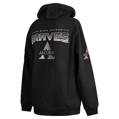 Men's FISLL Black Alcorn State Braves Puff Print Sliced Pullover Hoodie