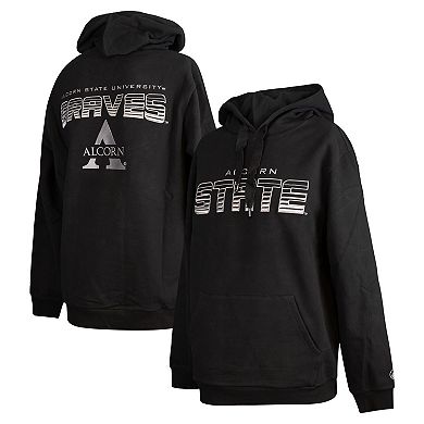 Men's FISLL Black Alcorn State Braves Puff Print Sliced Pullover Hoodie