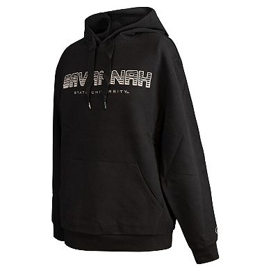 Men's FISLL Black Savannah State Tigers Puff Print Sliced Pullover Hoodie