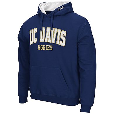 Men's Colosseum Navy UC Davis Aggies Arch and Logo Pullover Hoodie