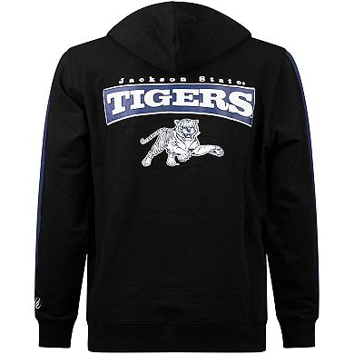 Men's Black Jackson State Tigers Striped Oversized Print Pullover Hoodie
